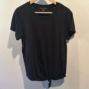 Sanctuary Small Classic Black Front Knot Short‎ Sleeve Tee
